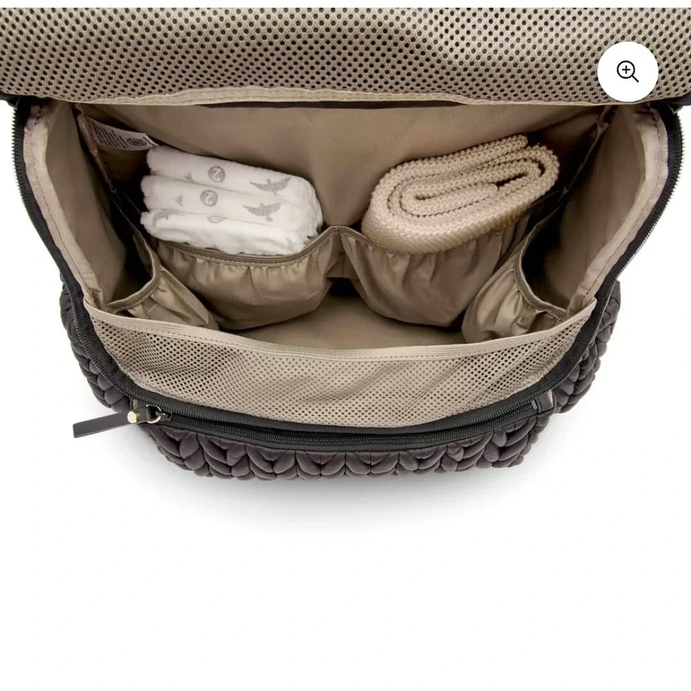 HAPP Levy Backpack Black Quilted Nylon Diaper Bag with Changing Pad